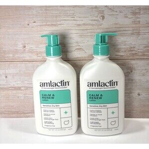 2 Pack AmLactin Calm & Renew Lotion Sensitive Dry Skin Moisturizer Lotion